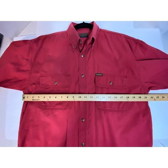 Tango by Max Raab Long Sleeve Button Down Casual Shirt Dark Red Mens Size Medium - Picture 7 of 11